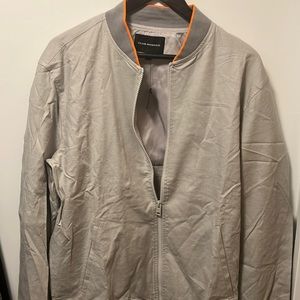 club monaco bomber jacket. grey. large. with tag